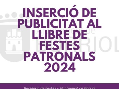 PUBLICITA EL TEU NEGOCI EN EL PROGRAMA DE FESTES DE SANT BARTOMEU I SANT ROC 2024