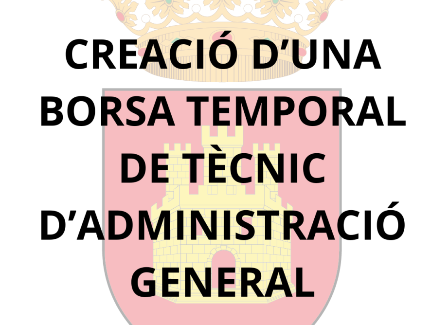 CREACIÓ D’UNA BORSA TEMPORAL DE TÈCNIC D’ADMINISTRACIÓ GENERAL